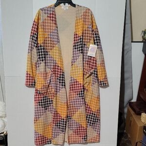 LuLaRoe Multicolor Open Duster Cardigan Houndstooth. -E